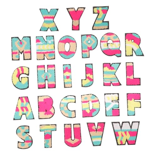 Housoutil 26 Stück Buchstaben Stickerei Stoffflicken Buchstaben Patches Stoffbuchstaben Patch Kleidung Bügelbuchstaben Aufbügler Stickpatches Buchstaben Zum Aufnähen von Housoutil