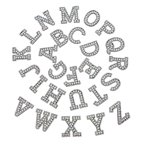 Housoutil 26 Stück Teiliges Bügelbild mit Strassbuchstaben Glitzernde Alphabet Applikationen zum Aufbügeln oder Nähen Robuste Textil Dekoration für Kleidung Hüte Taschen und DIY von Housoutil
