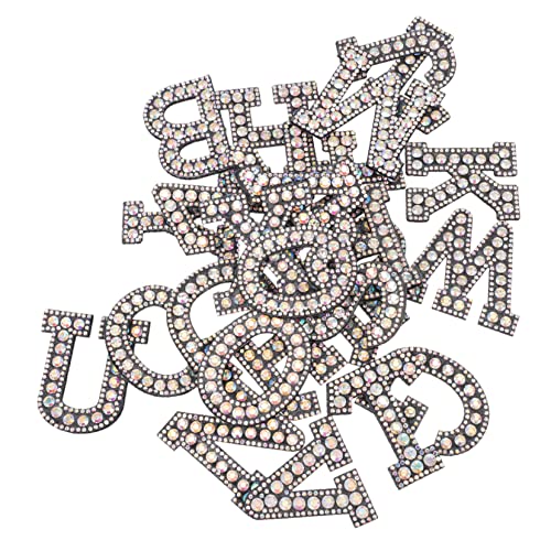 Housoutil 26Stücke Alphabet Patches Mit Strass Aufbügelbare Applikationen Für DIY Kleidung Dekorative Flicken Zur Verschönerung Von Jeans Und Taschen Zum Reparieren von Housoutil