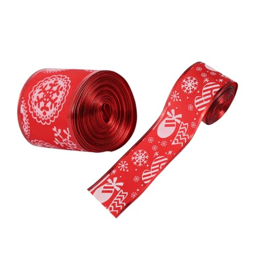 Housoutil 2Rollen Weihnachtsdekoration Bogenband Mit Druck Für Geschenkverpackung DIY Handwerk Und Festliche Dekorationen Rot Yards von Housoutil