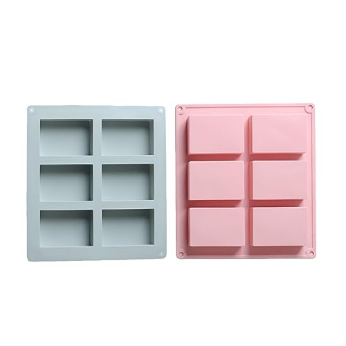 Housoutil 2Stücke Silikon Seifenform mit Kavitäten DIY Seifenform Blau und Rosa für Kuchen Leicht zu Reinigen und Spülmaschinenfest von Housoutil