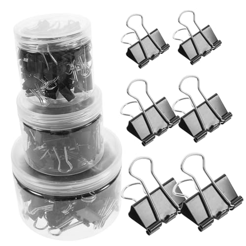Housoutil 3 Boxen Boxen Binder Clips Schwarz Praktische Büroklammern für Dokumente Notizen und Schulbedarf von Housoutil