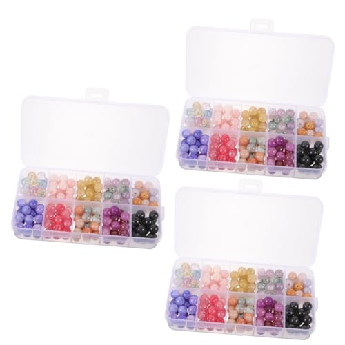 Housoutil 3 Boxen Farbige Glasperlen für Diy Schmuckherstellung Runde Bastelperlen im Großpack für Armbänder Ohrringe für Kreative und Dekoration von Housoutil