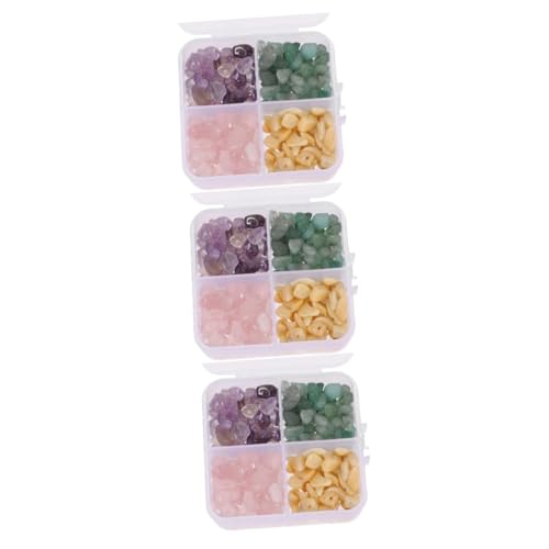 Housoutil 3 Boxen Kiesbox Steinperlen Natürlicher Chip Einzigartige Lose Perle Aus Stein Unregelmäßige Splittersteinperle Edelstein-chip-perlen Natürlicher Splitterstein Lose Edelsteine von Housoutil