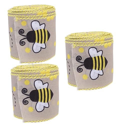 Housoutil 3 Rollen Bienenmuster Geschenkband Dekoratives Breites Band für Hochzeits und Festtagsdekoration Diy Bastelprojekte pro Rolle Housoutil 3 Rollen Bienenmuster Geschenkband Dekoratives Breites Band für Hochzeits und Festtagsdekoration Diy Bastelprojekte pro Rolle von Housoutil