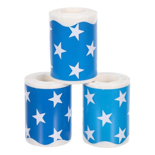Housoutil 3 Rollen Bulletin Board Border mit Fünfzackigem Sternmuster Selbstklebender Gewellter Abschluss Leuchtende Farben Robuste Verblassungsbeständige Schul Party-dekoration für von Housoutil