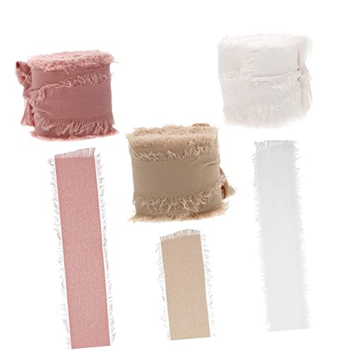 Housoutil 3 Rollen Chiffon-Gürtel mit ungesäumten Kanten empfindlich Dekoration Zierbänder für Bastelarbeiten schier seidenband ribbon Geschenkband Verpackungsband für Heimwerker Polyester von Housoutil