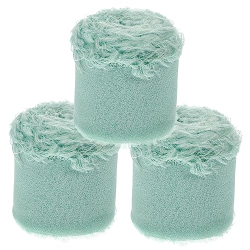Housoutil 3 Rollen Chiffon-Gürtel mit ungesäumten Kanten hellblaues Band rustikal für rosa Schleife Lieferungen seidenband ribbon Geschenkband Wickelband selber machen Polyester Sky-blue von Housoutil