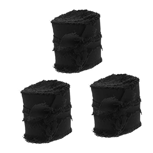 Housoutil 3 Rollen Chiffonband ribbon ripsband satinkordel dekobänder schleifenband schultüte Hochzeitsdekor großes Band Stoff farbig dekoratives Band Blumenverpackungsband Polyester Black von Housoutil