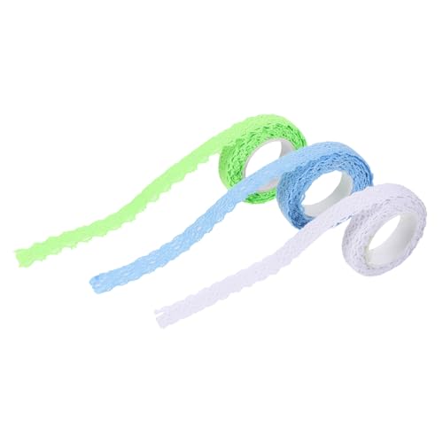 Housoutil 3 Rollen Diy-bänder Basteln Spitzenband Baumwolle Schnürsenkel Bunt Trimmen Band Süß Streifen Dekoration Scrapbooking-spitzenband Elegantes Spitzenband Stoffspitze von Housoutil