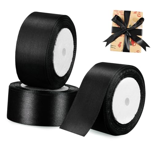 Housoutil 3 Rollen Geschenkband Farbige Geschenkbänder Große Mengen Zum Basteln Breites Partyband Dekoratives Blumenstrauß Satin Geschenkband Bänder Zum Basteln Stoffband Polyester von Housoutil