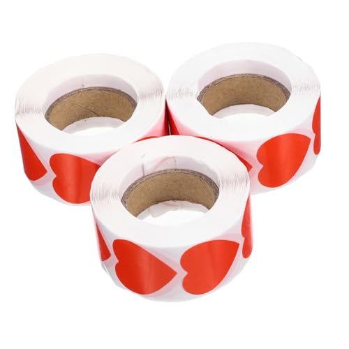 Housoutil 3 Rollen Herz Aufkleber kleine Herzaufkleber roter Herzaufkleber Etiketten für Partygeschenke Aufkleber in Herzform zum Valentinstag Herzen Aufkleber beschichtetes Papier von Housoutil