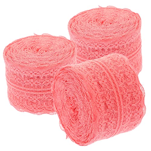 Housoutil 3 Rollen Nicht dehnbare Spitze elastischer Spitzenbesatz Anzugsschnürsenkel für Herren bandfeile schienbeinschoner tape Brautkleid Spitzenbesatz gerüschter Spitzenkragen Baumwolle von Housoutil