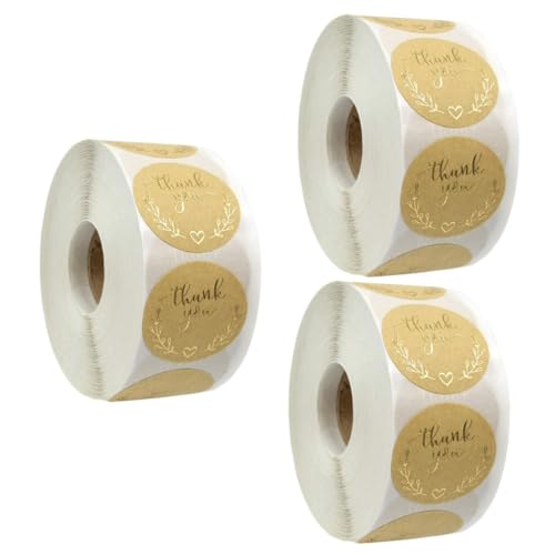 Housoutil 3 Rollen Selbstklebende Olivenzweig Aufkleber Runde Etiketten für Feiertage für Verpackungen Scrapbooking Dekoration von Housoutil