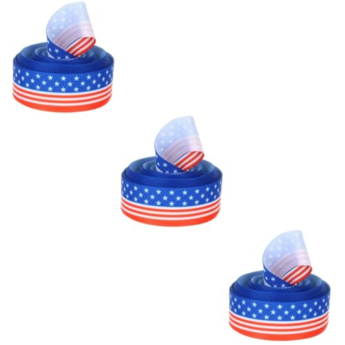 Housoutil 3 Rollen Unabhängigkeitstag Geschenkband Yards Breit Polyester Ripsband für Bastelprojekte und Party Dekoration für Heim und Wanddekorationen von Housoutil