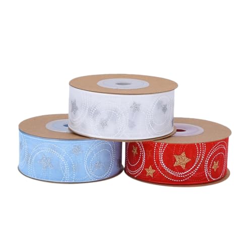 Housoutil 3 Rollen Weihnachtsband mit Festlichem Stern Kreisdesign Geschenkverpackungsband für Diy-weihnachtsdeko Vielseitiges Verpackungszubehör in Weiß Blau und Rot für Feiertage Housoutil 3 Rollen Weihnachtsband mit Festlichem Stern Kreisdesign Geschenkverpackungsband für Diy-weihnachtsdeko Vielseitiges Verpackungszubehör in Weiß Blau und Rot für Feiertage von Housoutil