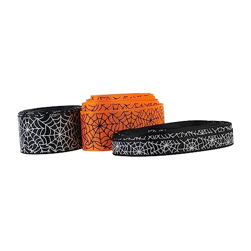 Housoutil 3 Rollen Yards Halloween Deko Ripsband Hochdichtes Polyester mit Schwarz Orange Muster für Kreative Dekorationen für Partys und von Housoutil