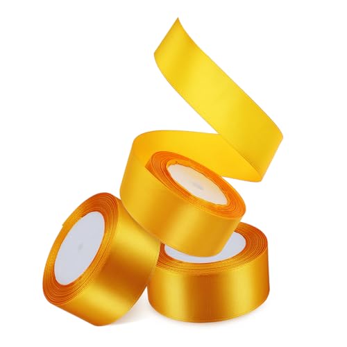 Housoutil 3 Rollen verpackung Band packing tape paketband Dekorationsband ribbons for present wrapping Türkis Geschenkband grün Bänder für Handwerk dekoratives Band Polyester Yellow von Housoutil