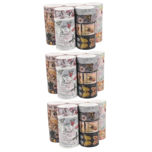 Housoutil 3 Sätze Blumenpapierband Verpackung Blumenband Scrapbooking Tape Schmetterling Scrapbook-diy-klebebänder Sammelalbum Dekorative Washi-klebebänder Musterband Aufkleber 17 Rollen * 3 von Housoutil