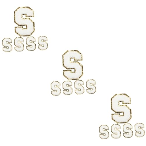 Housoutil 3 Sätze Buchstaben Patches Chenille Mit Glitzerkante Vielseitige Aufnäher Für Kleidung Taschen Und Diy Projekte Zum Aufbügeln Und Dekorieren 5 Stücke * 3 von Housoutil