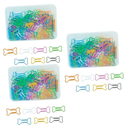 Housoutil 3 Sätze Bunte Knochenpapierklammer Geformt Büroklammern in Knochenform Papierclip Trendy Büroklammern Mini-büroklammer Papierverschlüsse Metall 100 Stück * 3 von Housoutil