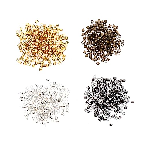 Housoutil 3 Sätze Diy Schmuckzubehör Set Kupfer Crimp Perlen Gold Schwarz Silber Und Antik Bronze Für Armbänder Und Bastelarbeiten 2000 Stück * 3 von Housoutil