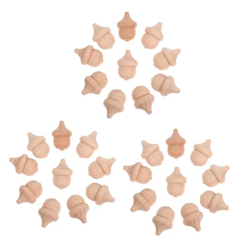 Housoutil 3 Sätze Eicheldekoration Ornamente Leerzeichen Formen Kinderspielzeug Unfertige Eicheln Kleine Deko-eichel Mini Eicheln Herbstdekoration Eichel Khaki Holz 10 Stück * 3 von Housoutil