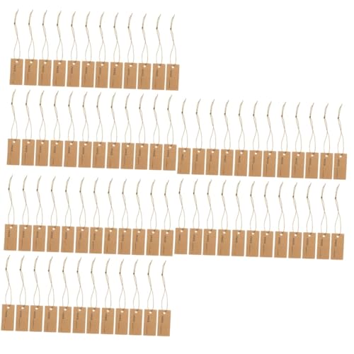 Housoutil 3 Sätze Elastisches Seiletikett Schild Etiketten Hängendes, Aufgereihtes Etikett Gold Schlüssel Tags Für Die Kennzeichnung Schmuck Karten Kraftpapier Hellbraun 100 Stück * 3 von Housoutil