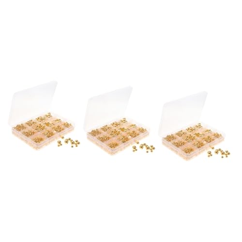 Housoutil 3 Sätze Goldenes Perlenzubehör Schmuck Armbänder Uv Runde Lose Abstandsperlen Perlen Zum Basteln Perlenhalter Elegante Abstandsperle Lose Perlen Harz 1250 Stück * 3 von Housoutil