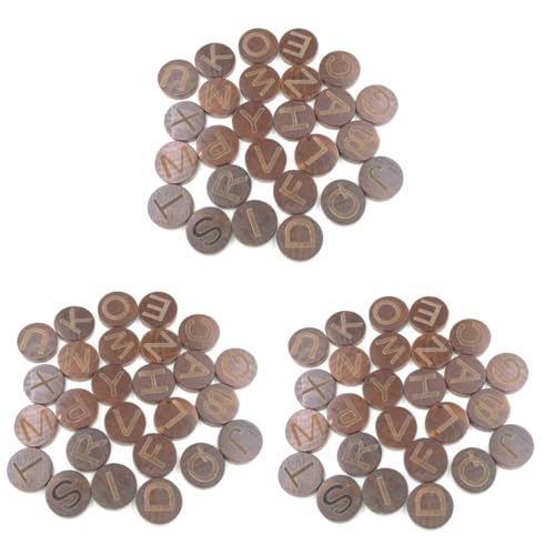 Housoutil 3 Sätze Hölzerne Buchstaben Runde Scheiben Kreis Ornament Handwerk Brief Große Buchstabenaufkleber Runde Holzscheibe Hölzerne Alphabetscheibe Bambus Kaffee 26 Stück * 3 von Housoutil