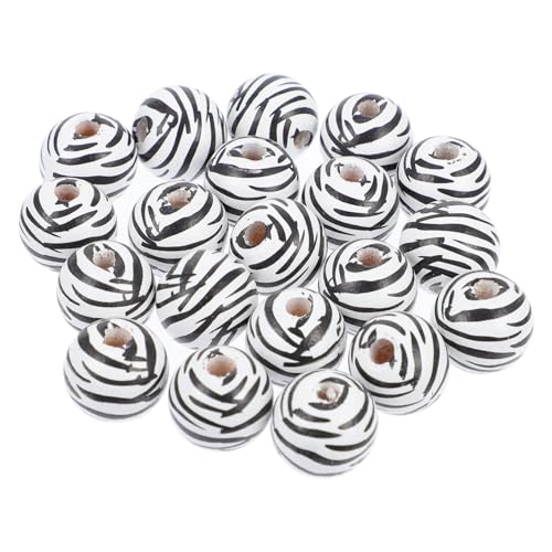 Housoutil 3 Sätze Holzperlen Runde Holzperlen Für Diy Schmuckherstellung Bastelzubehör Leopardenmuster Für Armbänder Und Dekorationen 20 Stück * 3 von Housoutil