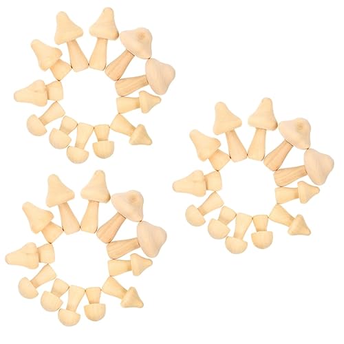 Housoutil 3 Sätze Kleine Holzpilzschmuckstücke Immer Noch Pilz Pilz Zeug Leere Pilzverzierungen -sachen Mini Gastgeschenke Für Pilze Unfertiger Pilz Pilzhandwerk 12 Stück * 3 von Housoutil