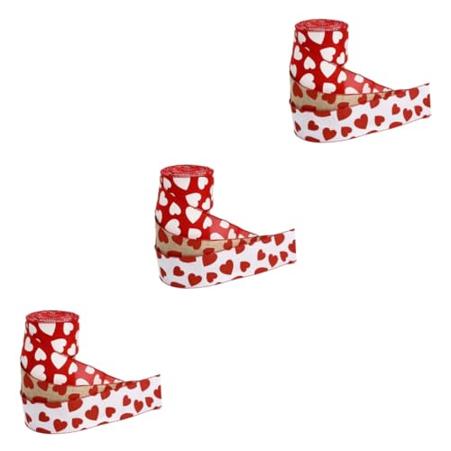 Housoutil 3 Sätze Liebesband Bänder Zum Basteln Schleifen Zum Verpacken Draht Wickelband Trimmen Seide Geschenkband Banddekor Valentinstag Bänder Valentinstag Band Polyester 3 Rollen * 3 von Housoutil