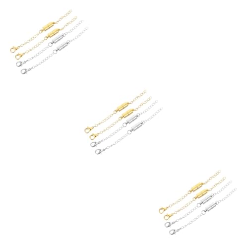 Housoutil 3 Sätze Magnetische Kupferverlängerungen Für Halskette Schmuckverschluss Mit Verlängerungskette Für Diy Und Armbänder Und Vielseitig Einsetzbar 4 Stück * 3 von Housoutil