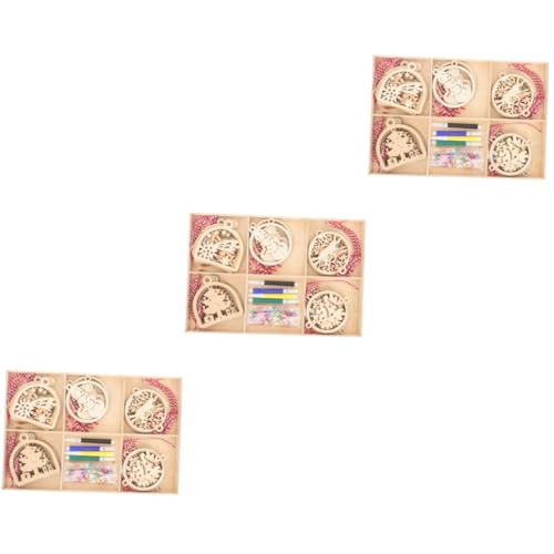 Housoutil 3 Sätze Rustikale Weihnachtsanhänger Holz mit Kreativen Holz Gefertigten Runden Filigranen DIY Hängedekorationen für Xmas Party und Weihnachtsbaumdeko Leichter Schneemann Stil von Housoutil