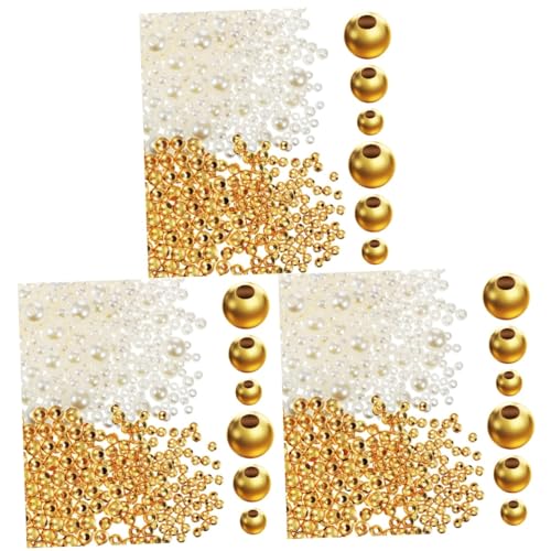 Housoutil 3 Sätze Schmuckperlen Goldperlen Gemischte Perlen Diy Armbänder Und Haargummis Schmuckherstellung Zubehör 900 Stück * 3 von Housoutil