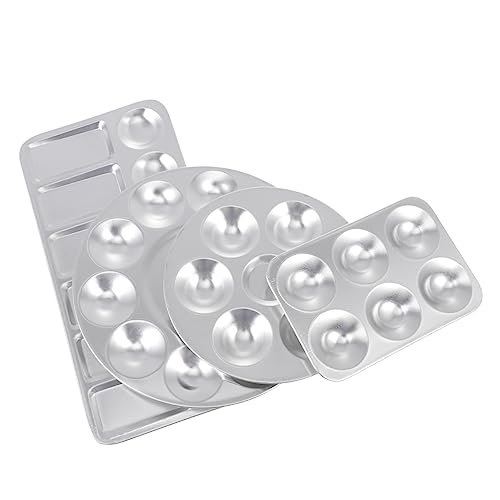 Housoutil 3 Sätze Teiliges Aluminium Mischpalette Für Künstler Für Aquarell Und Ölfarben Leicht Und Tragbar Für Kunstkurse Und Workshops 4 Stück * 3 von Housoutil
