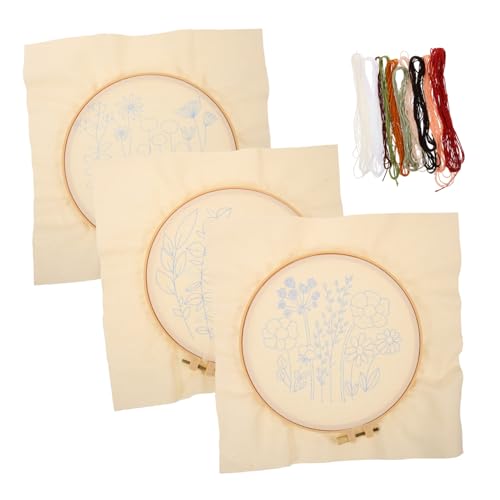 Housoutil 3 Sätze Teiliges Set mit Muster Diy Stickmaterialien für Anfänger Stickrahmen und Zubehör für Kreuzstichprojekte für und Kunsthandwerk von Housoutil