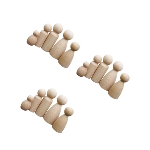 Housoutil 3 Sätze Teiliges Unvollendeter Holzpuppen Zum Bemalen Diy Bastelspielzeug Für Jungenpuppen Kleine Holzfigur Für Kunstprojekte 5 Stück * 3 von Housoutil