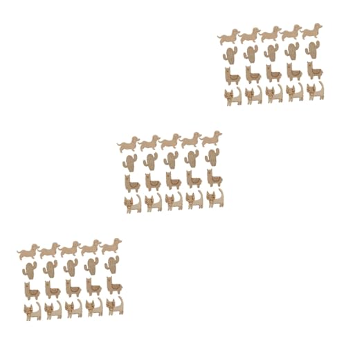 Housoutil 3 Sätze Tier Holzfiguren Zum Bemalen Diy Bastelbedarf Mit Kaktus Katze Hund Und Alpaka Für Kreative Projekte Für Erwachsene 20 Stück * 3 von Housoutil