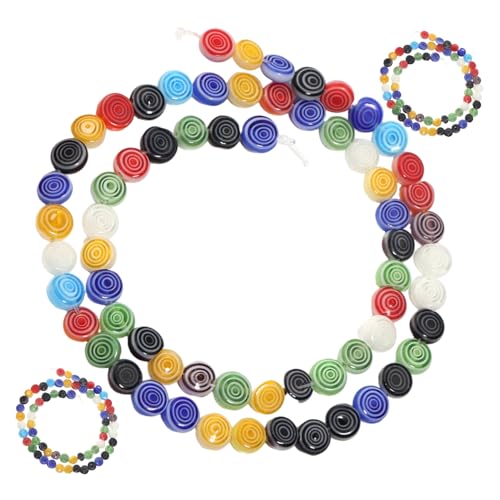 Housoutil 3 Saiten Vintage Glasperlen Rund Flach Bunte Handgefertigte Kreative Bastelperlen Für DIY Armbänder Schmuckherstellung Großpackung Stränge von Housoutil