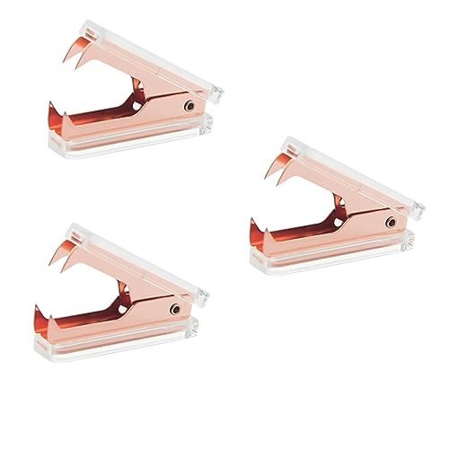 Housoutil 3 Stück Luxuriöser Acryl Heftklammerentferner Rosegold Robustes Metall Langlebig Handlich Bürobedarf Schule Schreibtischzubehör von Housoutil