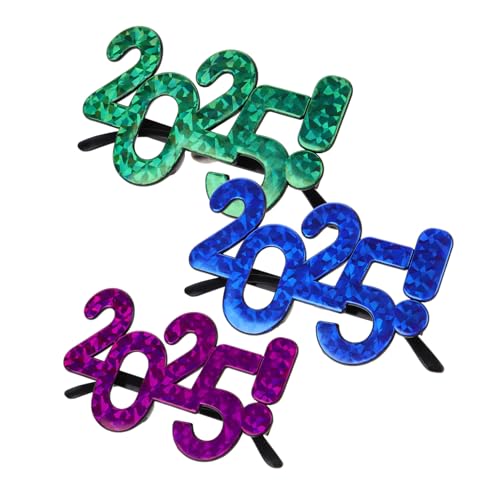 Housoutil 3 Stück Neue Jahr Kreative Zahlenspaßbrille Lustige Brillen für Silvester Party Dekorationen und Foto Requisiten Dunkelviolett Blau und Grün von Housoutil