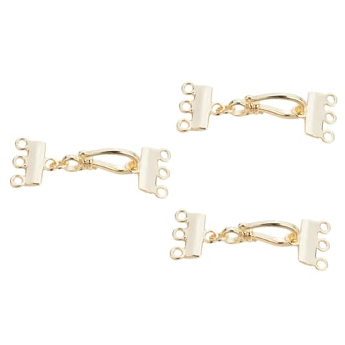 Housoutil 3 Stück Strang Verschlüsse für Ketten Kupferbeschichtete Verbindungen für Diy Schmuck Abnehmbare Schichten für Armbänder und für Modeschmuck und Kreative Bastelprojekte von Housoutil