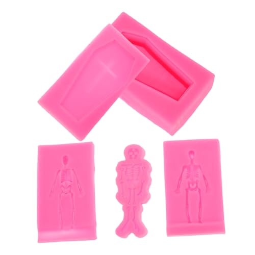 Housoutil 3 Stück Teiliges Halloween Skelett Silikonform für DIY Epoxidharz Schlüsselanhänger Wiederverwendbar Menschlicher Schädel und Sarg Design Lebensmittelecht für Kunsthandwerk und von Housoutil