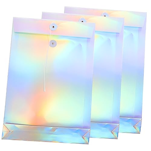 Housoutil 3 Stück Teiliges Holografisches Dokumentenfach mit Seilverschluss Praktische Aktenmappe für Büro und Zuhause zur Organisation von Verträgen Rechnungen und Unterlagen von Housoutil
