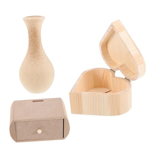 Housoutil 3 Stück Teiliges Holz Schmuckaufbewahrungsboxen Diy Vase Dekoration für Handgefertigte Holzboxen Robust und Langlebig für Kreative Bastelprojekte von Housoutil