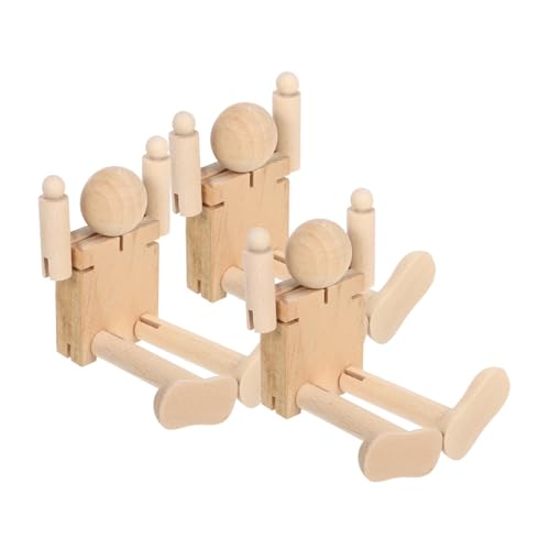 Housoutil 3 Stück Teiliges Holzroboter Mannequins Große Bewegliche Figuren für DIY Kunstmodell mit Flexiblen Gelenken zum Malen Zeichnen und Kreativen Basteln im Kindergarten und Zuhause von Housoutil