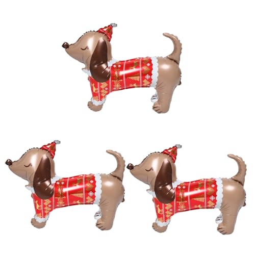 Housoutil 3 Stück Weihnachtsballon Hund Luftballons aus Aluminiumfolie Cartoon Hund Motiv Wiederverwendbar Luftdicht Schnelle Montage für Weihnachts Hundeparty Dekoration von Housoutil