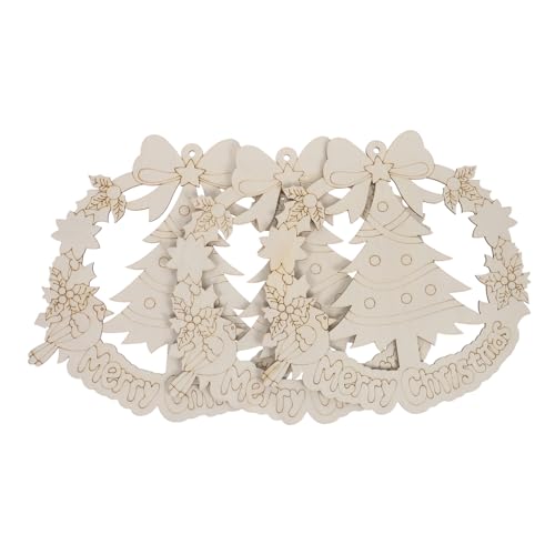 Housoutil 3 Stück Weihnachtskranz Holzscheiben Blanke Baumschmuckstücke DIY Baum Blanke Holztafel Hölzerne Baumformen Kranz Unvollendete Hölzerne Weihnachtsausschnitte von Housoutil